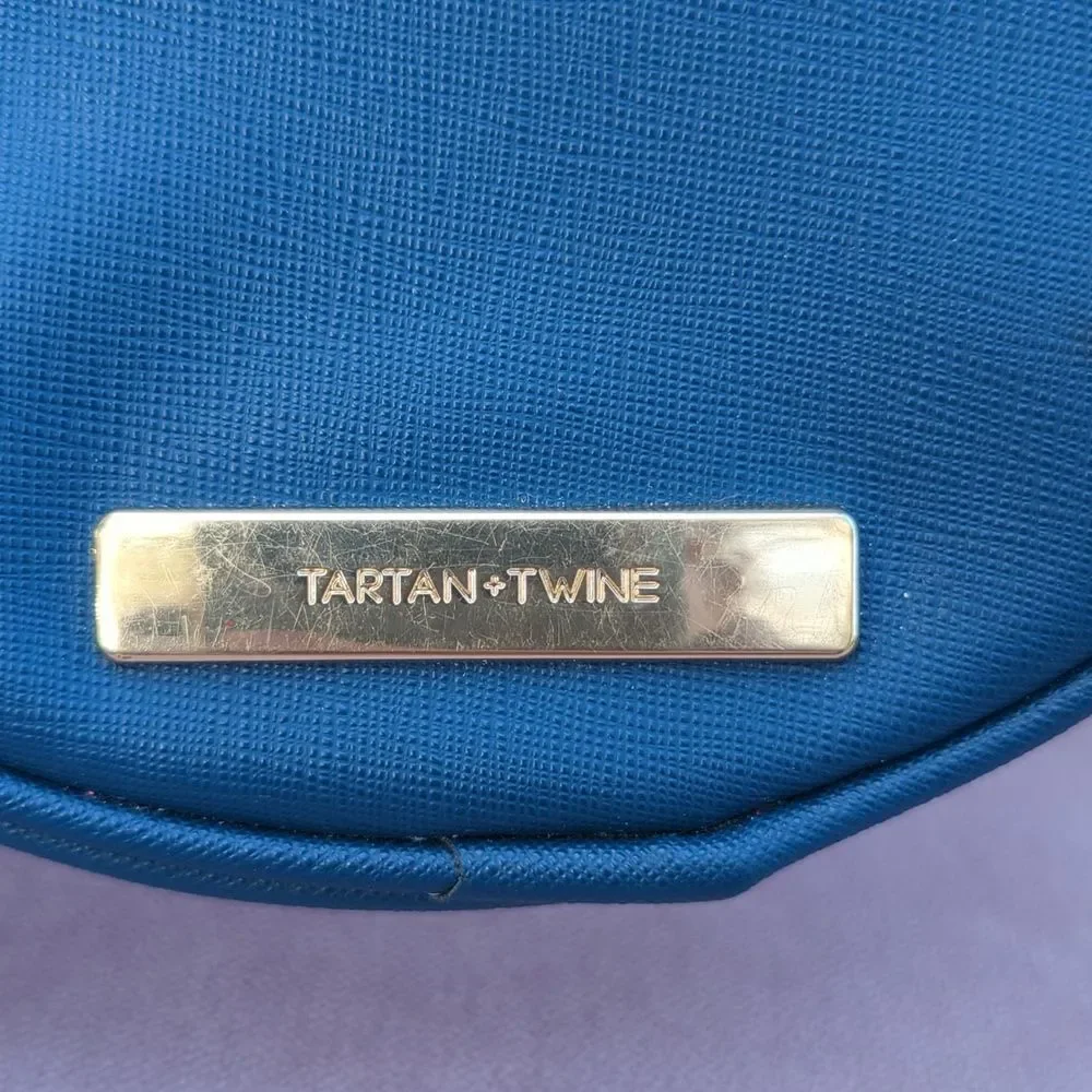 Ulta Tartan + Twine Navy Blue Round Clutch NWT